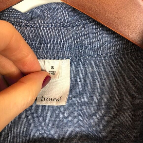 Trouve Chambray Denim Long Sleeve Oversize Tunic - Picture 3 of 6